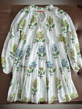Oliphant Balloon Sleeve Short Puglia Lime Above the Knee Dress  XS NWT